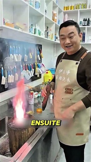 This chemical reaction removes dirt from the garment.