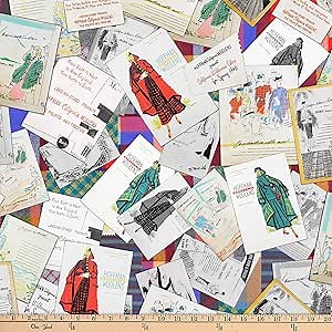 Hoffman Digital First Stitch Vintage Catalogs Vintage, Quilting Fabric by the Yard