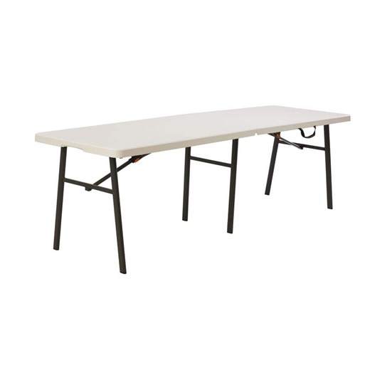 Check The Home Depot's Q&A Before Buying: HDX 8 ft. Almond Resin Top Indoor/Outdoor Rectangular Folding Utility Table, Seats 8