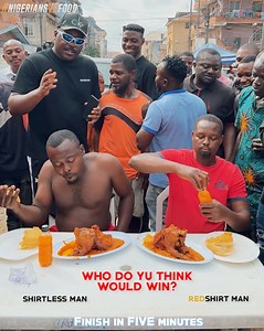56M views · 501K reactions | Deep in the streets of Ebute-metta Lagos, two men emerge vowing victory to finish a hellfyre chicken and 2KG eba in 5 minutes settle their differences. | Nigerians VS Food | Facebook