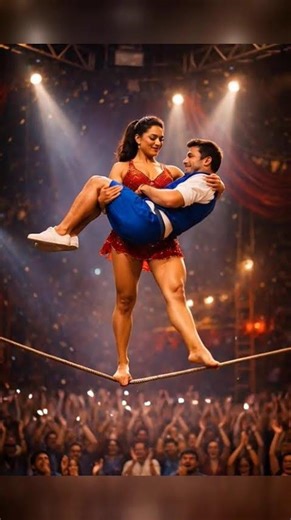 CIRCUS WOMAN LIFT CARRY MAN