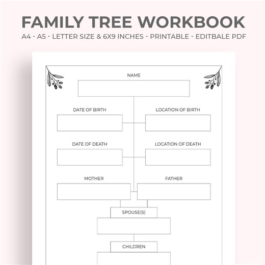 Family Tree Workbook | Genealogy Planner | Family History Printable - Etsy