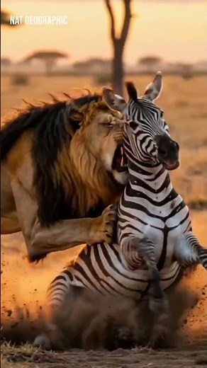 Lion vs Zebra: Real Wild Chase 🦁🦓 | Most Thrilling Wildlife Moment #shorts