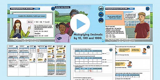 Year 5 Diving into Mastery: Step 10 Multiply by 10, 100 and 1000 (Decimals) Teaching Pack