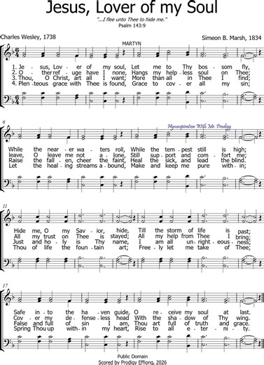 Jesus, Lover of my Soul ❤️✝️🕎🙏 ‎Words was written by Charles Wesley, in 1738. The tune was written by Simeon Marsh, in 1834. We can always run to God for solace. ‎#music #hymn #voice ‎ | Hymnspiration With Mr. Prodigy