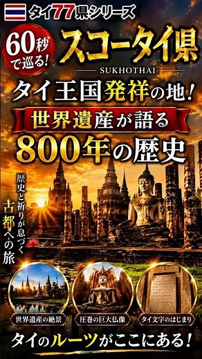 【60秒で巡るスコータイ県】タイ王国発祥の地！世界遺産が語る800年の歴史【タイ77県シリーズ】 #タイ旅行 #thailand #タイ観光