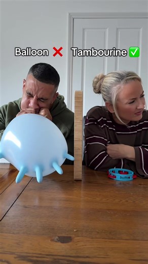 Exciting Couples Lying Challenge with Tambourine and Balloons