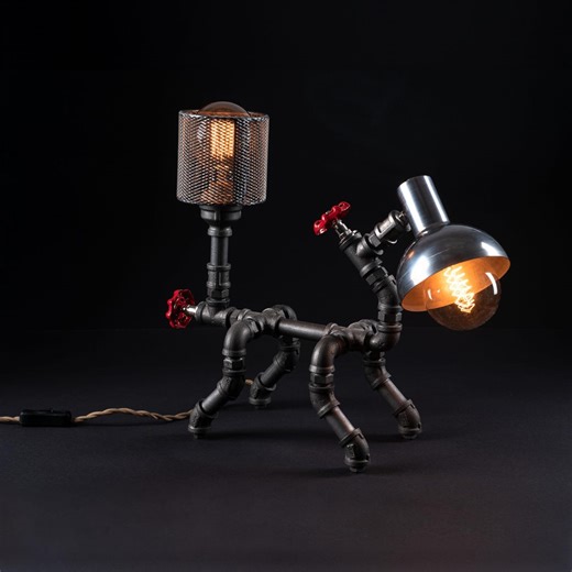 Steampunk Table Lamp, Unique Pipe Robot Light Shape of Cat, Industrial Figure Lamp, Thinking of You Gift, Christmas Gift for Best Friend - Etsy