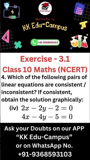 Exercise 3.1 Q - 4 (iv) | NCERT Class 10 Maths Solutions | Linear Equations in Two Variables Ch - 3