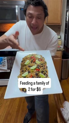 Feeding a family of 2 for $6 @Dollar Tree Feeding a family of two for $6. Spanish rice – $1.50 Black beans – $1.50 Peas – $1.50 Frozen fajita veggies – $1.25 (Olive oil from home) How it came together: • Olive oil in the pan • Sauté fajita veggies until soft • Stir in rice black beans • Add ½ cup water and let it cook down • Fold in peas at the end so they stay firm When I finished, my girlfriend suggested adding fresh lime. Two limes would be about $0.30 total — completely optional — but that f