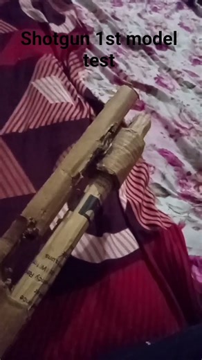 shell ejecting shotgun made of cardboard test #papercraft #craft #gun #shotgun #diy #shorts