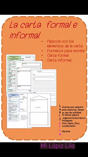 2.1K views | Carta formal e informal  Desplegablescon los elementos de cada tipo de carta.  Hojas de trabajo que tw guiarán como hacer una carta #lacarta #milápizlila #materialdidáctico #educaciónbásica #educaciónprimaria | HOLA LÁPIZ | Facebook