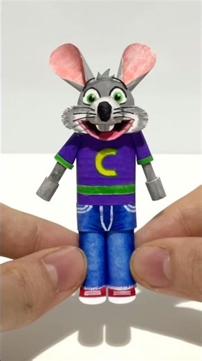 I Turned Paper Man into Chuck E Cheese 🐭🧀 #chuckecheese #paper #paperman #transformation #shorts