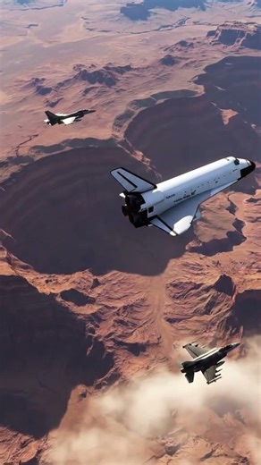 The Ultimate Escort: Space Shuttle & Fighter Jets Over the Canyons 🚀