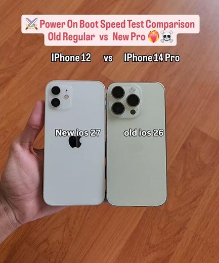 IPhone 12 vs IPhone 14 Pro ⚔️❤️‍🔥! Old IOS 26 vs New IOS 27 - Turn On Speed Test Comparision #shorts
