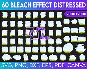 Bleach Effect Distressed Edge Template Bundle, Add Pictures Photos Design, Photo Collage, Photo Drag and Drop, Runge Distressed Bleach Brush - Etsy