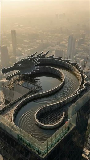 We build a Dragon Shape Swimming Pool Building top🐉