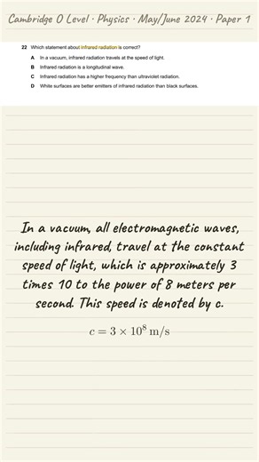 O Level Physics Q22 Infrared Radiation Properties | Physics · May/June 2024 · Paper 1