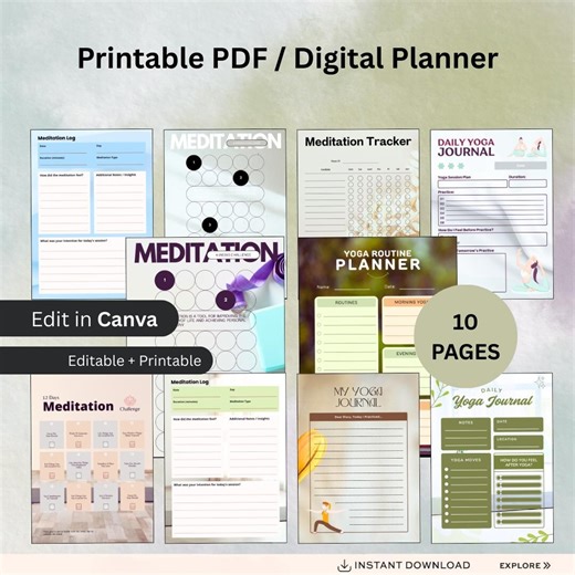 Meditation Planner PDF PNG | Daily Mindfulness Tracker | Strategic Zen Log | Mental Wellness Reflection Journal | 2026 Focus Tool - Etsy