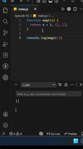 JavaScript Interview Trap | Why Does This Return []? 😱 (Comma Operator)