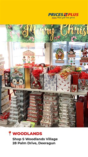 Get Christmas sorted at Prices Plus Woodlands! 🎄✨ From last-minute gifts and stocking fillers to festive décor that makes your home shine, our shelves are packed with all the little things that make the season special. Drop by this week, pick up your festive essentials, and tick a few things off that Christmas list! 💛 📍 Shop S, Woodlands Village, 28 Palm Drive, Deeragun | Prices Plus
