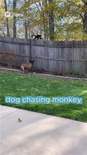 Dog chasing monkey #animals #cctv