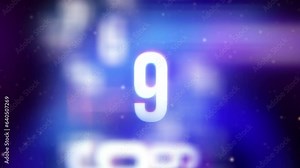 4K 3D high-tech futuristic colorful animation of digital countdown ten seconds background concept. Reverse counter from 10 to 1 glow text cinematic title . Count down to one Motion Graphics. Modern te