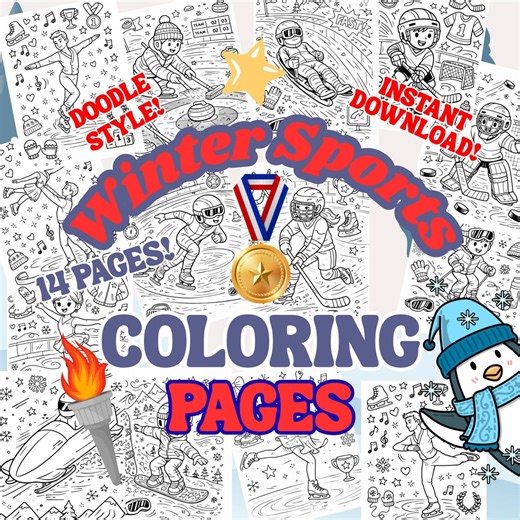 Winter Games Printables Hockey Coloring Pages Figure Skating Coloring Sheets Kids Activity Page Snowboard Coloring Book Skier Curling Hockey - Etsy Canada
