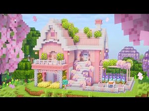 [Minecraft] How to Build a Cute Cherry Blossom House / Tutorial
