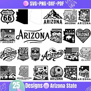 Arizona SVG Bundle, Desert Clipart, Cactus and Mountain Cut Files, USA State Silhouette, Cricut and Sublimation Designs - Etsy