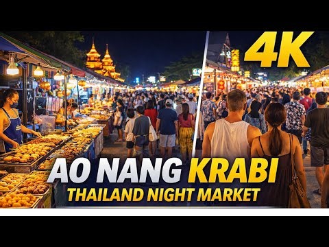 Ao Nang Krabi Thailand 4K Night Market Walking Tour | Street Food & Evening Stroll