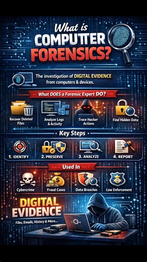 What is Computer Forensics? 🔍 Explained in 60 Seconds | Cybersecurity Basics #cybersecurity #shorts