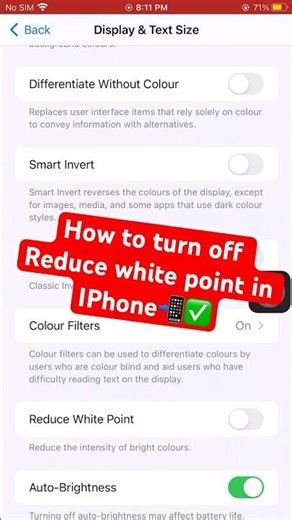 How to turn off Reduce white point in IPhone📲✅ #iphone #tutorial #reduce #tipsandtricks #point