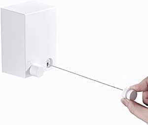 Retractable Clothesline，Indoor Clothesline for Drying Clothes-Wall-Mounted Stainless Steel self-Adhesive and Wall-Mounted Laundry Rope (13.8 feet) White