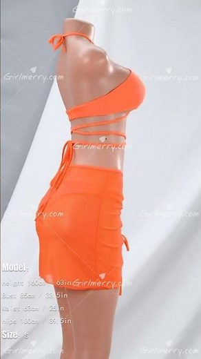 Pure color padded halter-neck sexy two-piece bikini with see through mesh drawstring BA002242