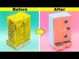 DIY Mini wardrobe with waste boxes || Make miniature wardrobe with Frooti box and matchbox