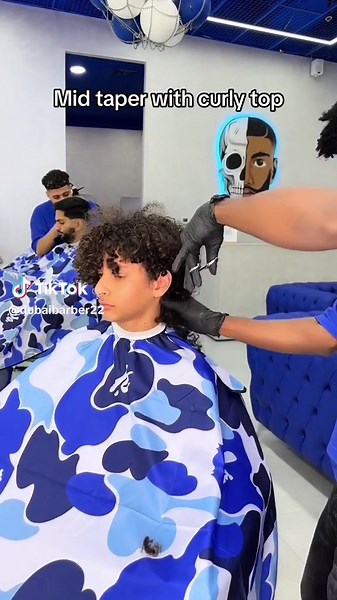 Mid Taper with Curly Top Transformation