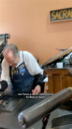 May 20th is World Bee Day! This day reminds us of the value of bees, especially as pollinators. Considering Sacramento’s longest running newspaper is The Sacramento Bee, we couldn’t pass this day up. For today, Howard discussed why The Sacramento Bee calls itself The Bee. Shown at the beginning of the video is the mosaic from the entrance and facade of a previous Sacramento Bee building that was demolished in 1956. Howard also letterpress printed an image of a busy bee from an electrotype, made 