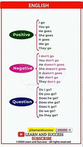 Learn English: Positive, Negative, & Question Forms 📚
