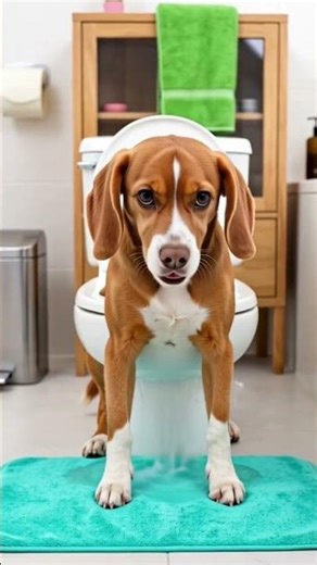 Dog using toilet #dog #animals