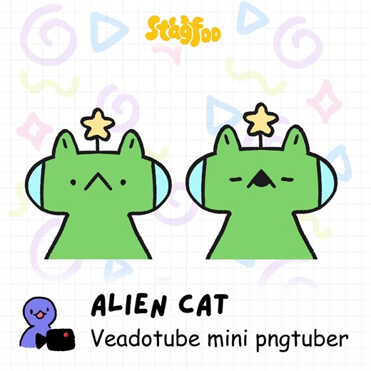 Cat Alien PNG Tuber, Alien Cat Illustration, Pngtuber Avatar for Livestream, Digital Download - Etsy