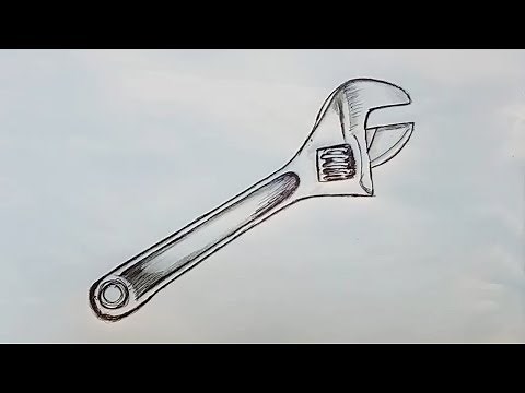 how to draw wrench step by step