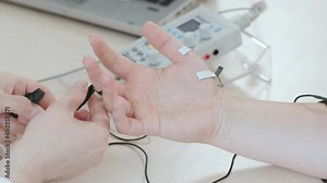 Patient nerves testing using electromyography at medical center