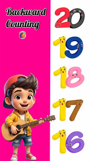 Backward counting song for children 20 to 1 reverse counting #staylittlechannel #counting