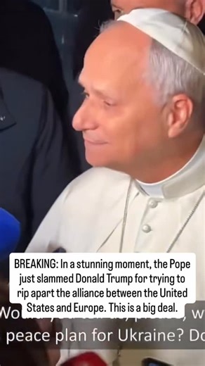 Democratic Wins Media on Instagram: "BREAKING: In a stunning moment, the Pope just slammed Donald Trump for trying to rip apart the alliance between the United States and Europe. This is a big deal. Follow @democraticwinsmedia for more."