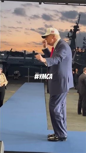 USS George Washington meets the YMCA! Trump’s surprise dance moment 😆🇺🇸 #TRUMP #viral #dance