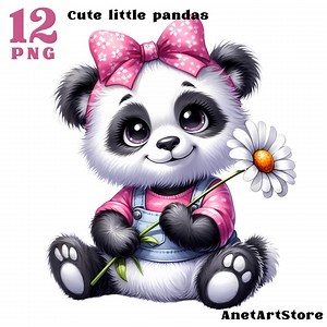 Panda Clipart, Cute Baby Girl Panda Png, Little Pandas Clip Art, Panda Girl Baby Clipart Baby Shower Clipart Sublimation Design Download - Etsy