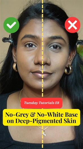 Soundariya | Brown Skin Friendly Makeup & Skincare on Instagram: "Do you also face this grey-ness? Here is a tutorial on how to do super base on pigmented skin... 🔴Products used: 1. Swiss beauty orange corrector 2. Nykaa matte to last foundation (15n) 3. Mila beaute concealer (discontinued) 4. Swiss beauty liquid concealer (warm sand) (Brown skin makeup, dark skin makeup, base makeup for dark skin, Brown skin foundation tutorial, dark skin base makeup, dark skin base, Brown skin base makeup, ma