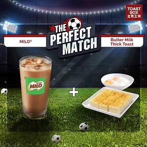 38 reactions | Presenting our perfect matches this football season that are sure to energise you and excite your tastebuds! ⚽ Pair your favourite Asian Delights and Toast with MILO® to stand a chance to win an autographed boot by Messi, Iniesta or Suarez in the SMS lucky draw! Random entries will also be rewarded with instant wins of a free small hot MILO®, while stocks last. Click 'Learn More' for more info! | Toast Box Singapore | Facebook