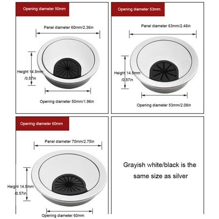mmirethe Desk Hole Cover Round Waterproof Insulative Round Anti-rust Adjustable Office Table Cable Fixing Grommet Organizer 50mm Silver 1Set - Walmart.ca